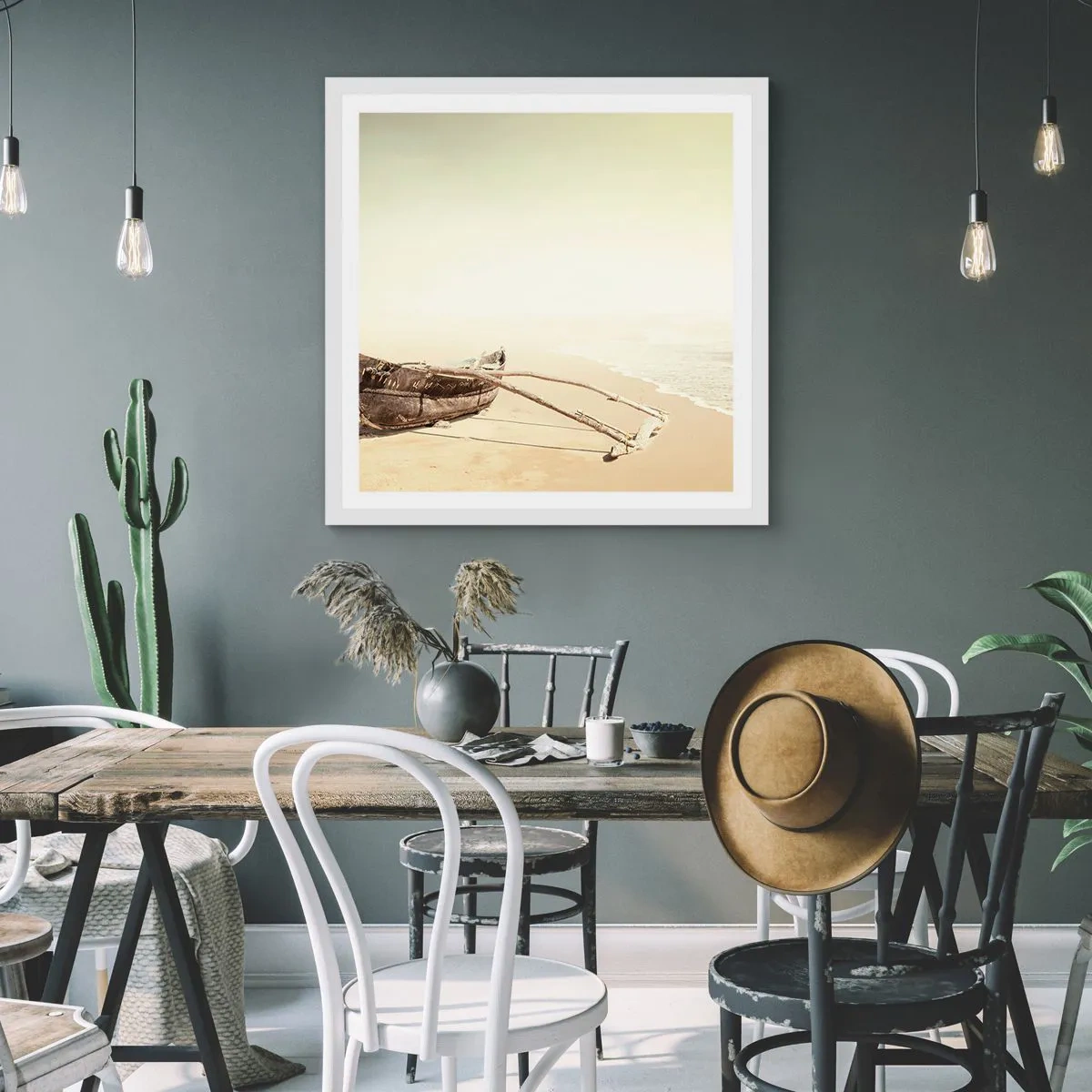 Affisch i vit ram - Minne från sydliga hav - 30x30 cm