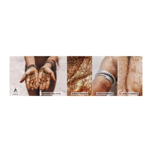 Provbit av fototapet Premium Canvas - Gåva för dig - Kvinnors händer, Boho, Guld - 100x30 cm