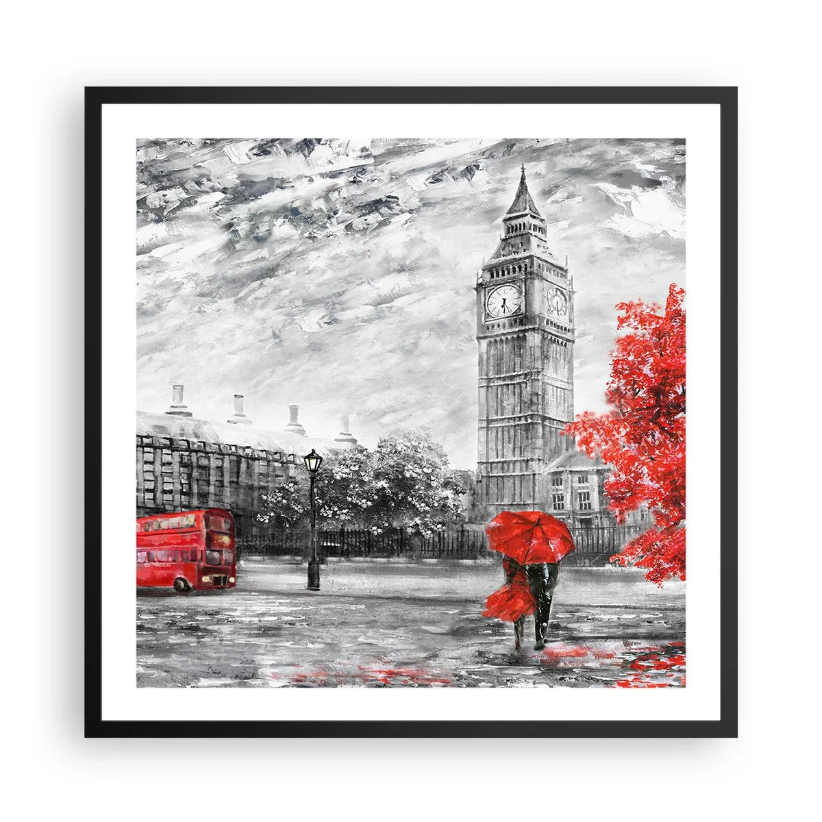 Affisch i svart ram - Spännande dag - 60x60 cm