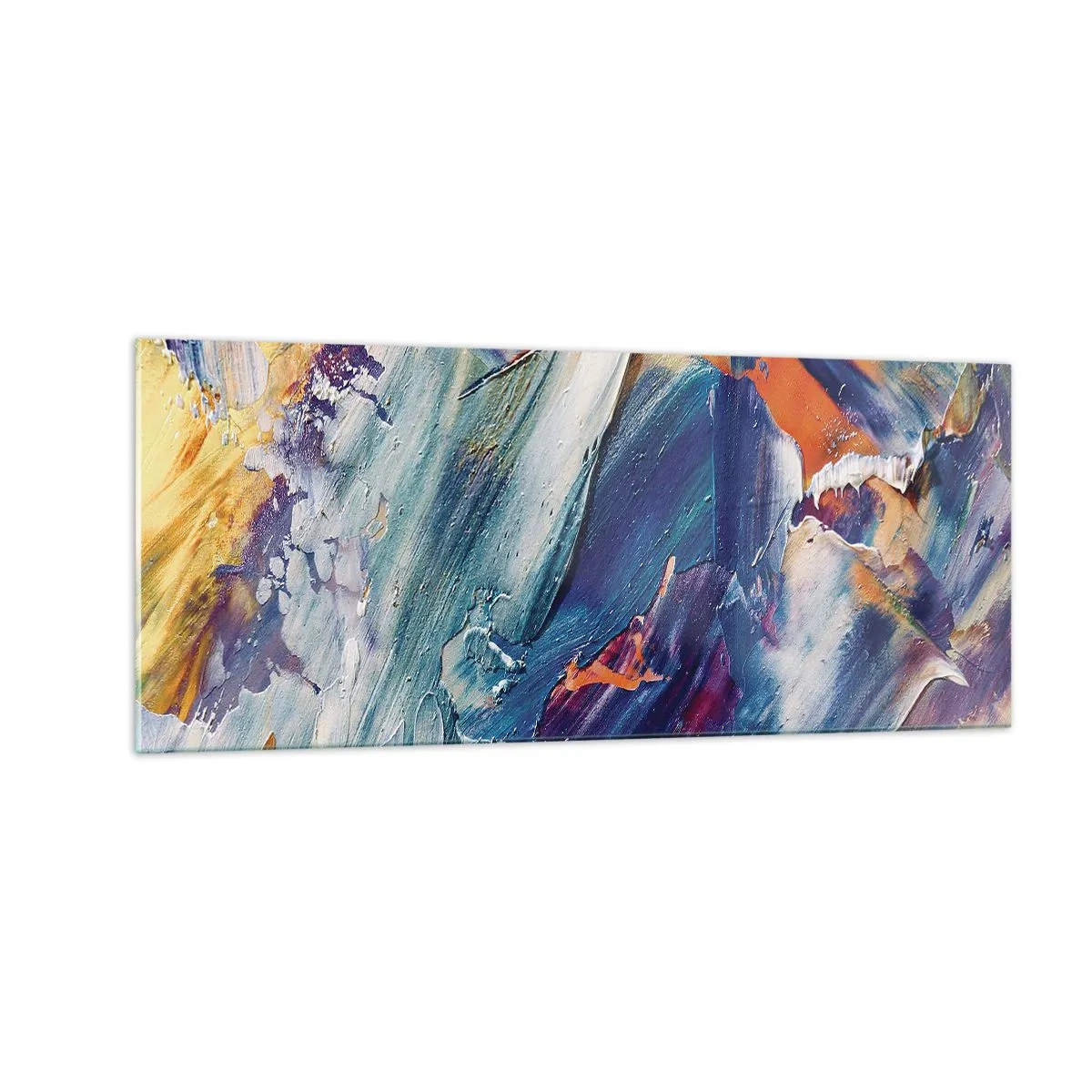 Glastavla - Bild på glas - Färgkaos - 100x40 cm