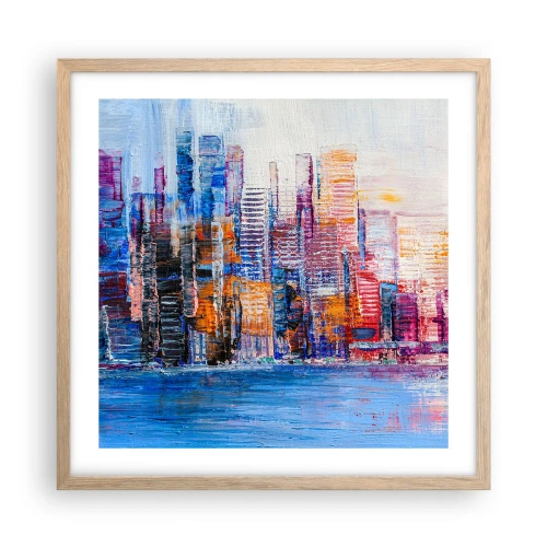 Affisch i ram av ljusek - En glädjefylld metropol - 50x50 cm