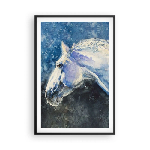 Affisch i svart ram - Porträtt i blått sken - 61x91 cm
