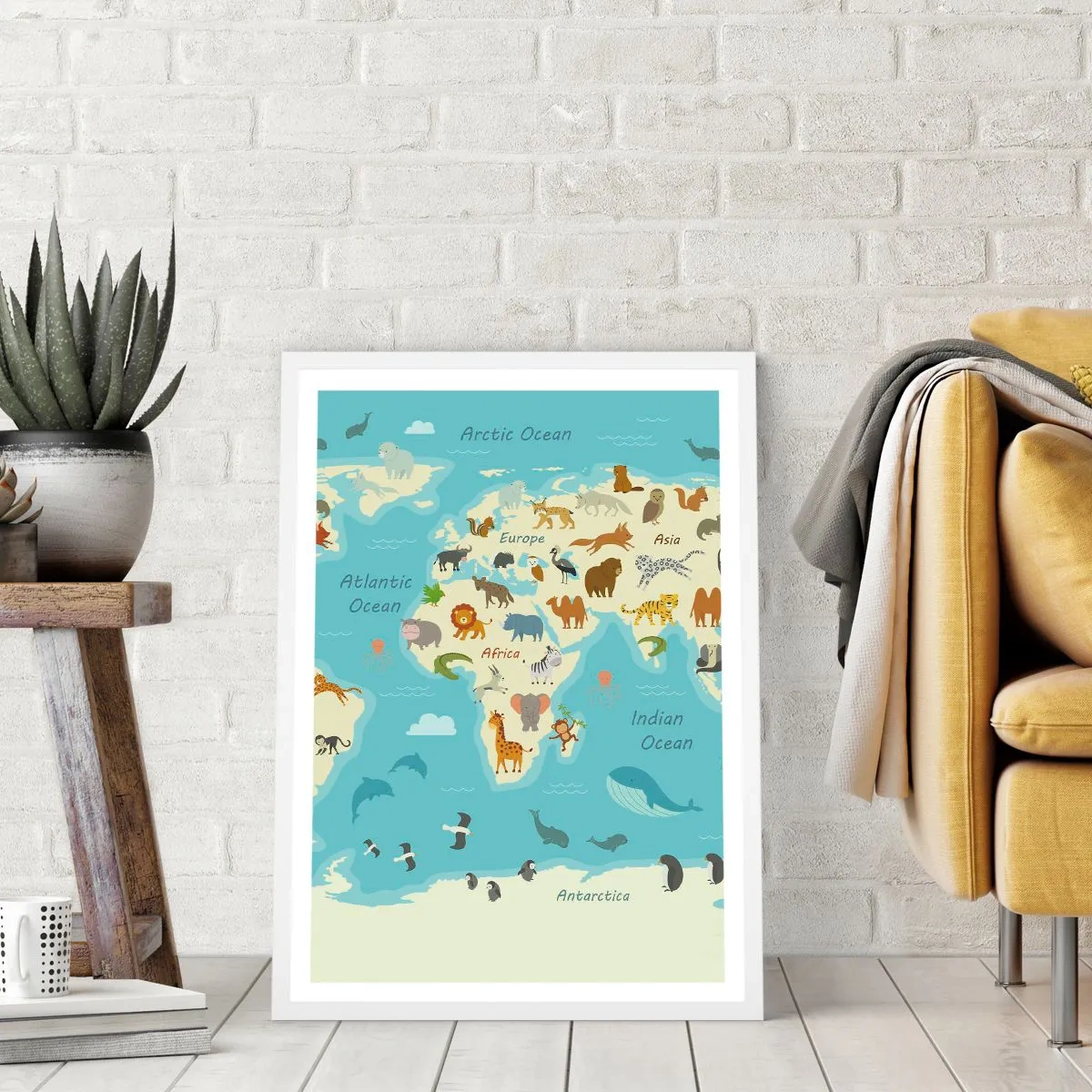 Affisch i vit ram - Goda grannar - 61x91 cm