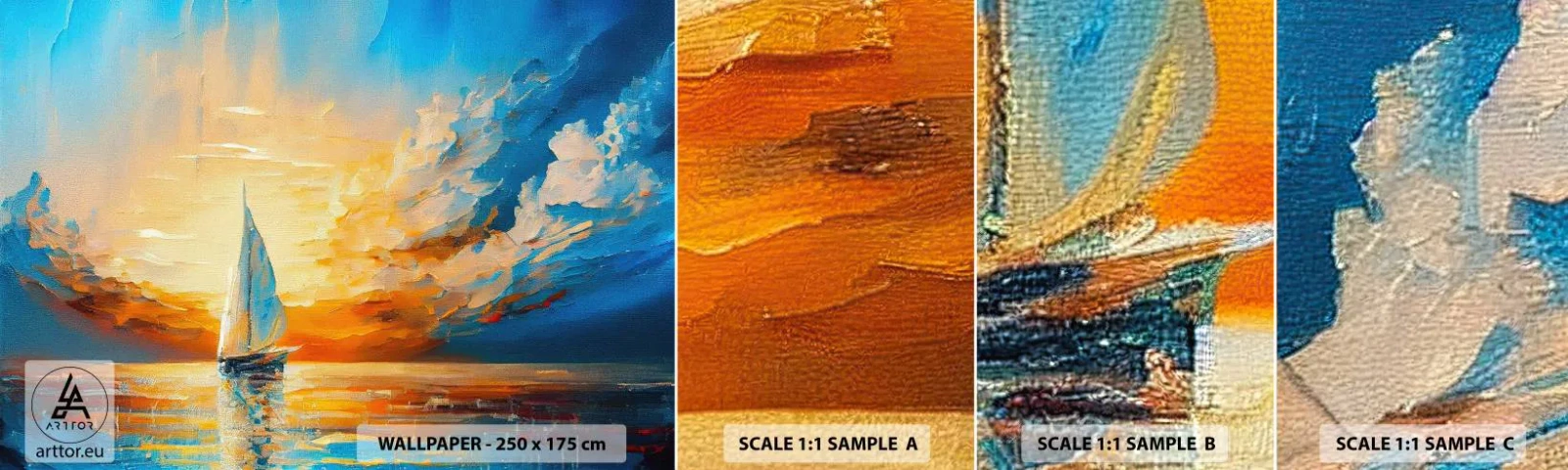 Fototapet Prov Standard Eco - Segla i gult - Landskap, Nautisk, Segelbåt - 100x30 cm