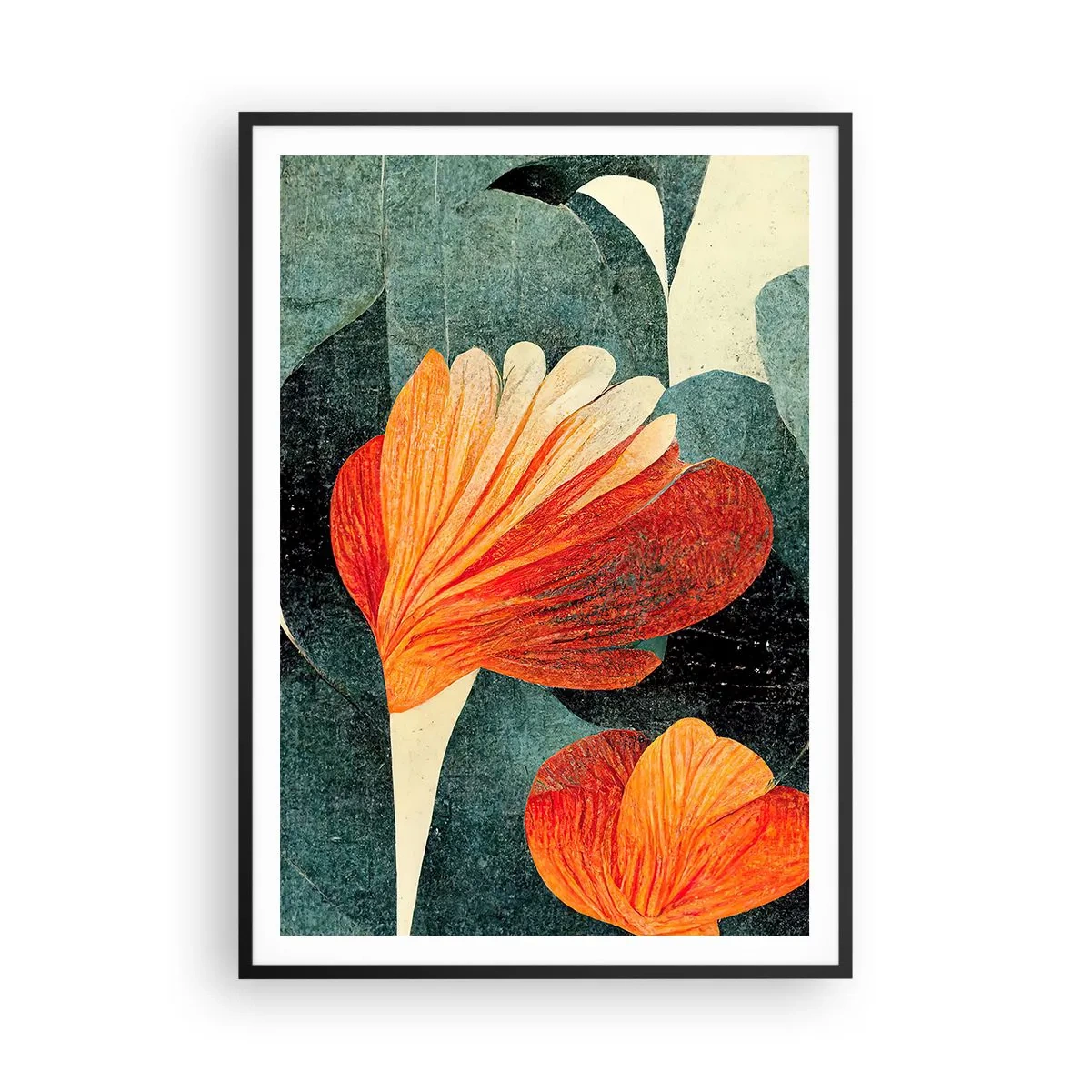 Affisch i svart ram - Värmen i tropikerna och svalkan i grönskan - 70x100 cm