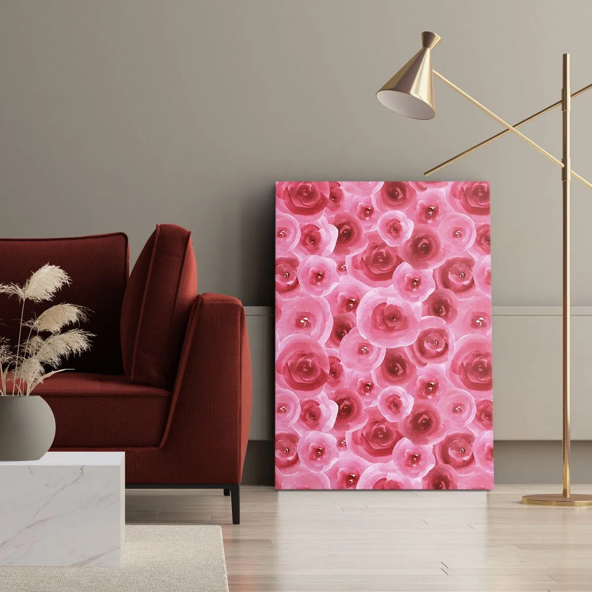 Canvastavla - Bild på duk - Rosor upe och nere - 50x70 cm