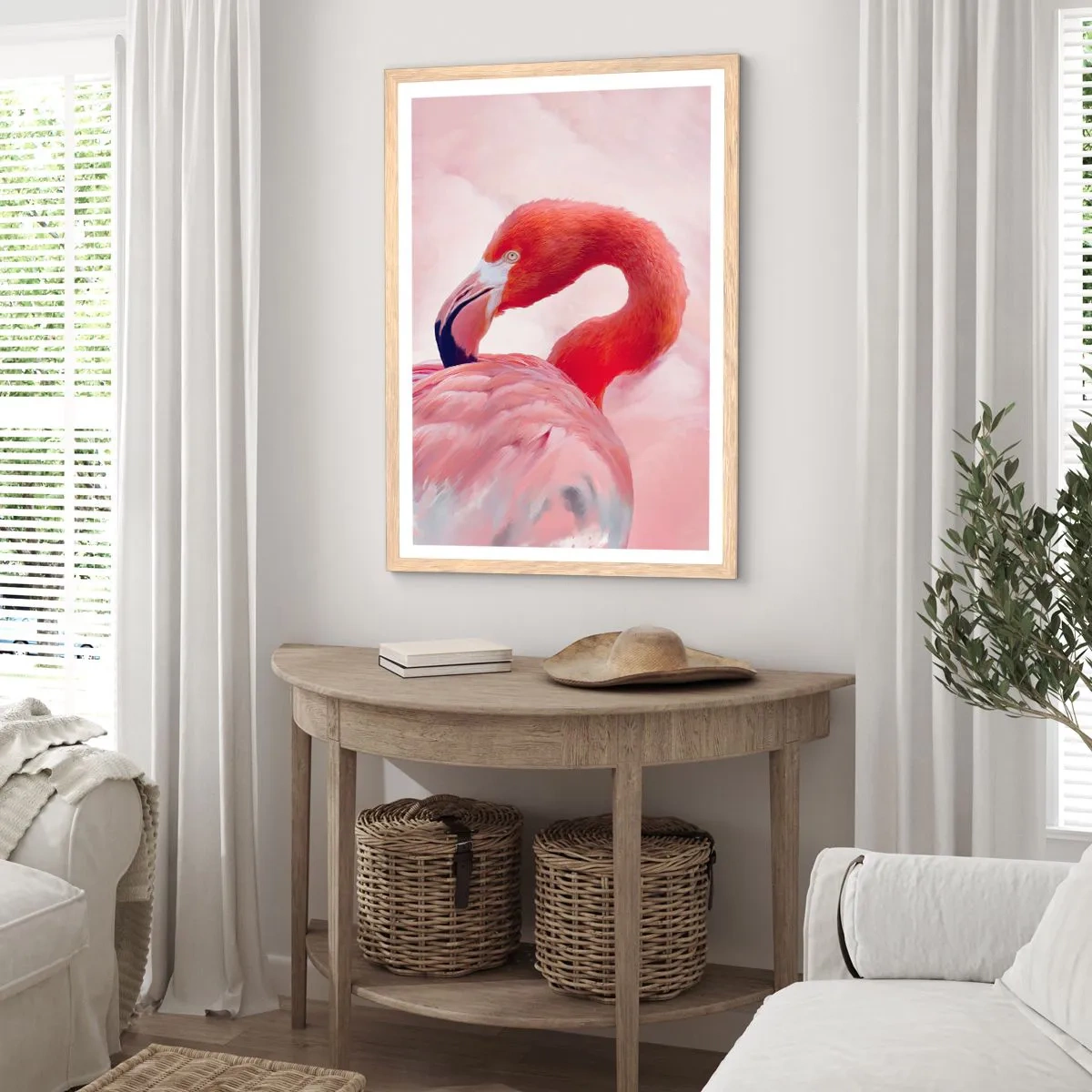 Affisch i ram av ljusek - Fågelns skönhet - 50x70 cm