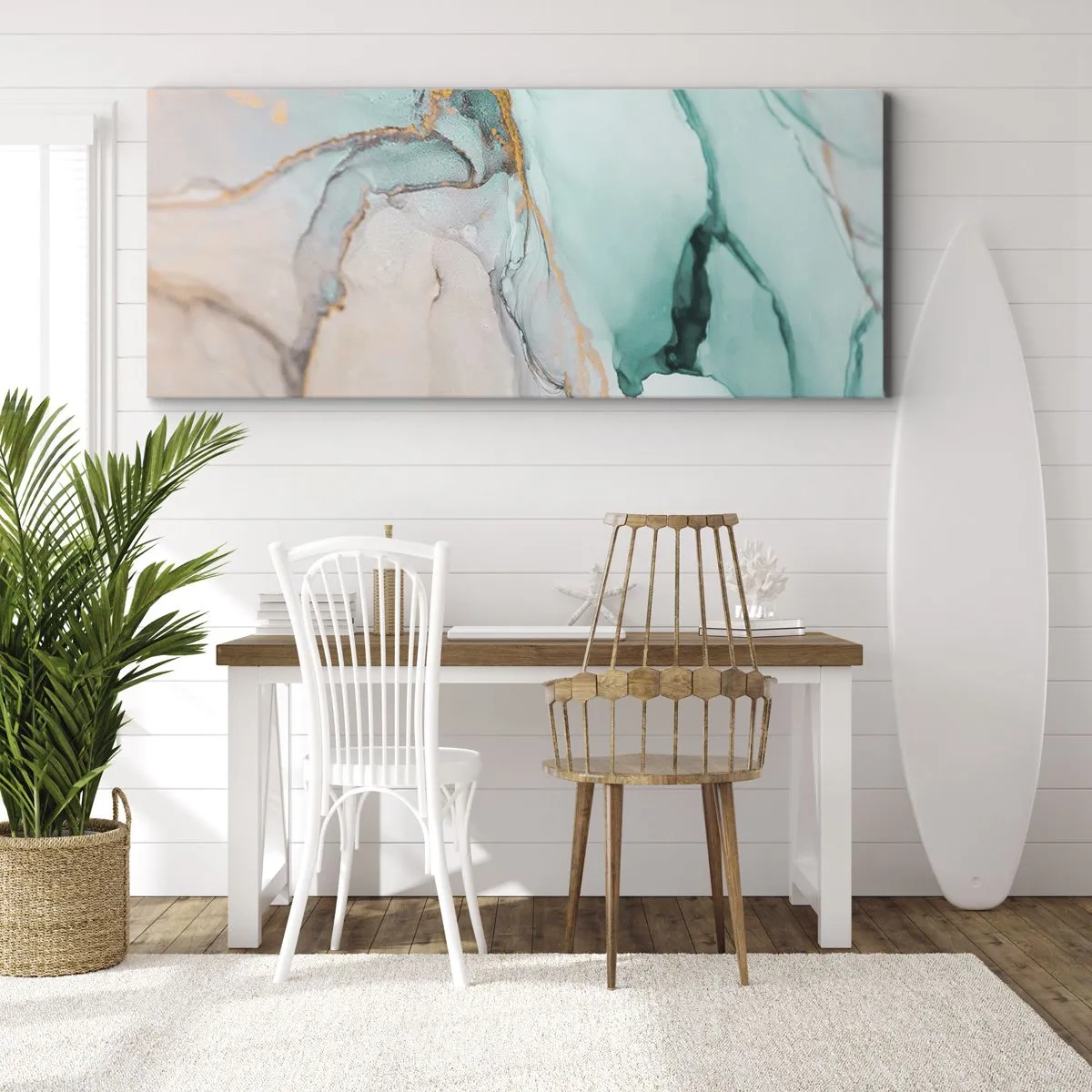 Canvastavla - Bild på duk - Formernas och färgernas dans - 90x30 cm