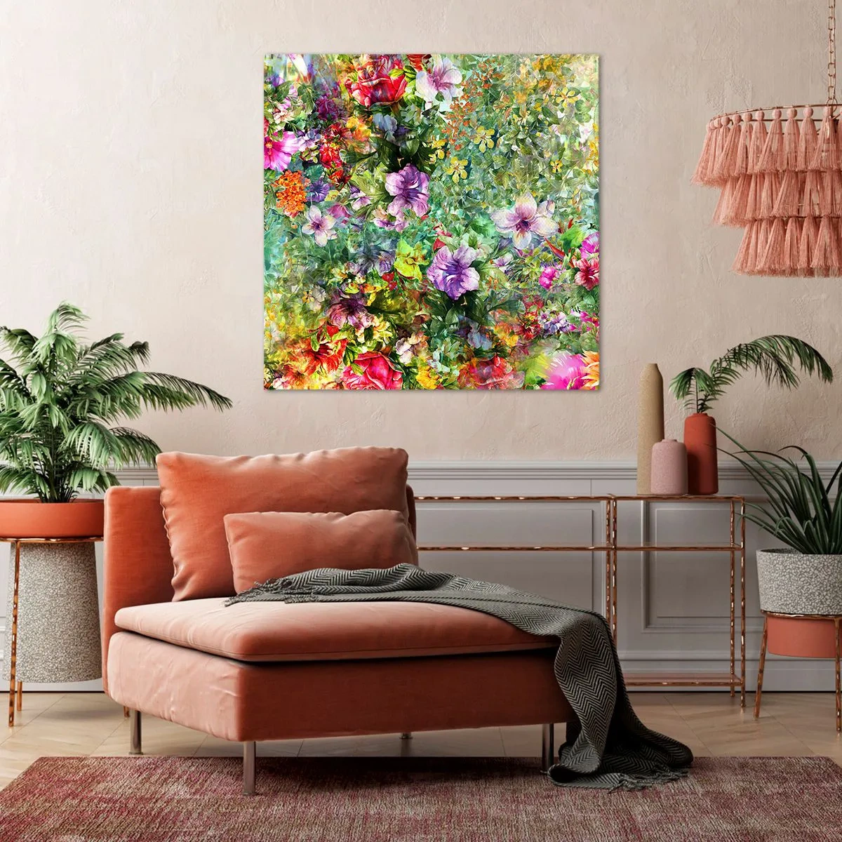 Canvastavla - Bild på duk - Ta en dopp i blommorna - 30x30 cm