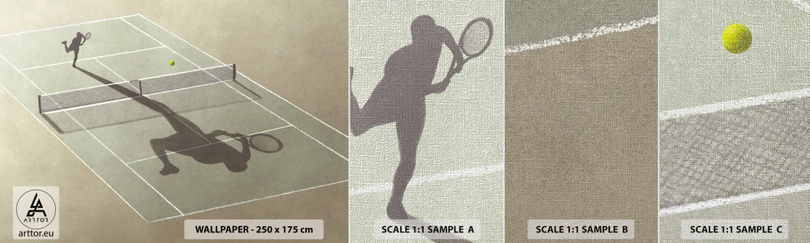 Provbit av fototapet Premium Canvas - Övervinna sig själv - Tennis, Domstolar, Sport - 100x30 cm