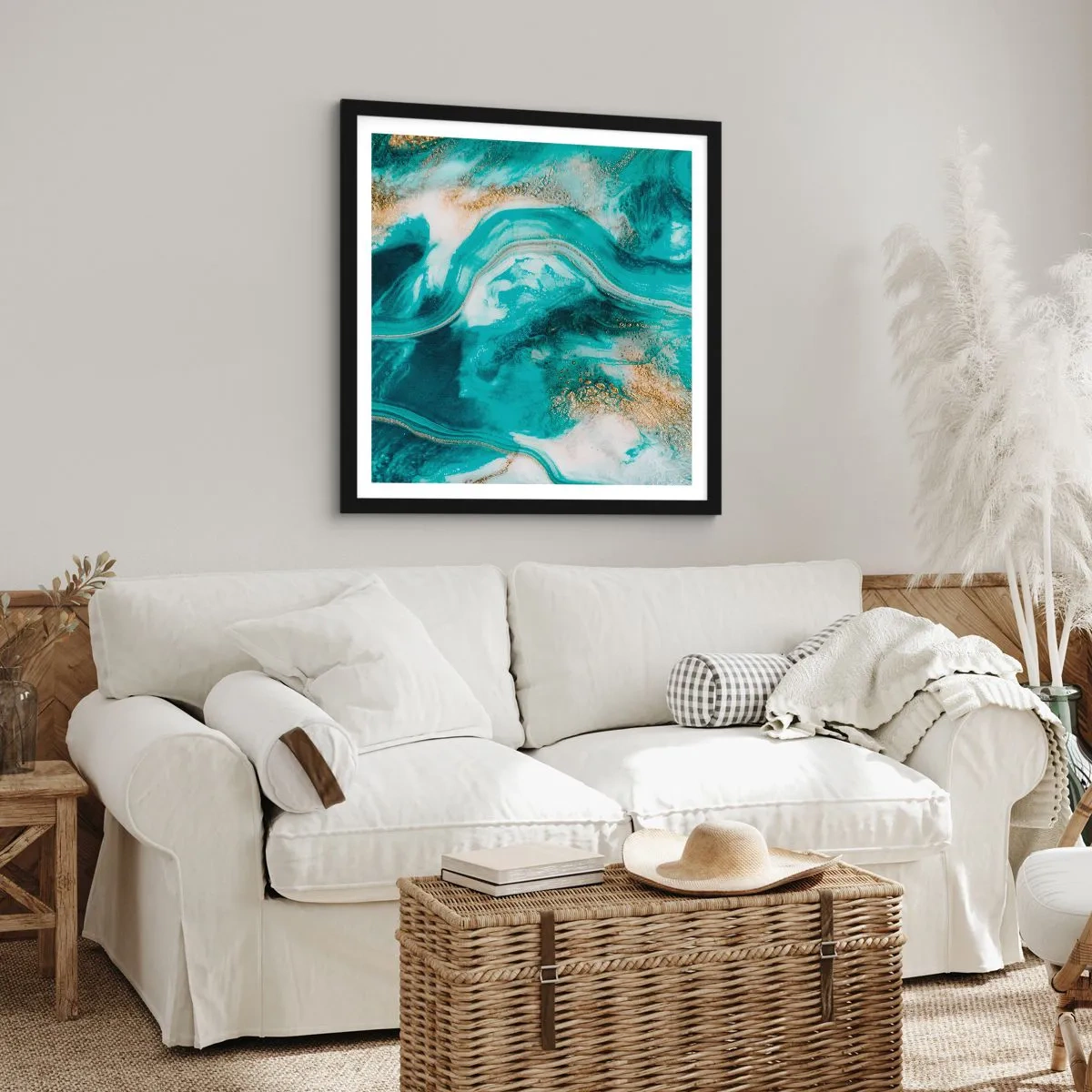 Affisch i svart ram - Guldflod - 60x60 cm