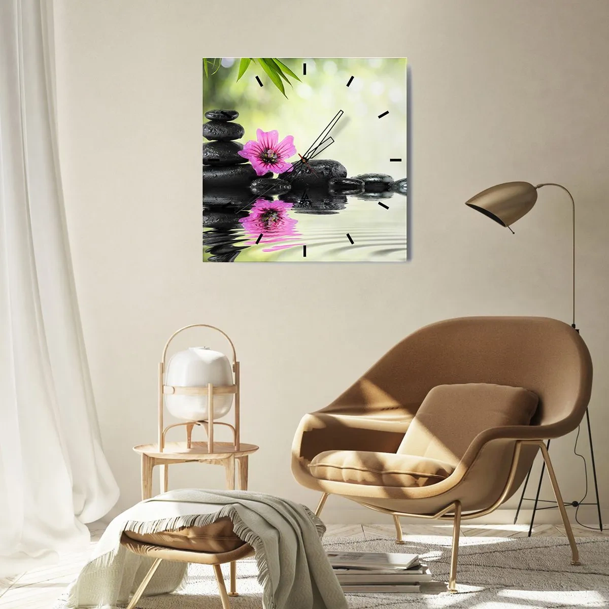 Väggklocka - Klocka på glas - Tid för själen - 40x40 cm