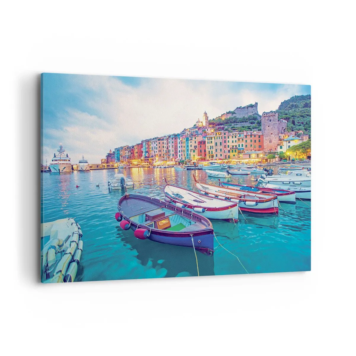 Canvastavla - Bild på duk - Färgglad kväll i hamnen - 120x80 cm