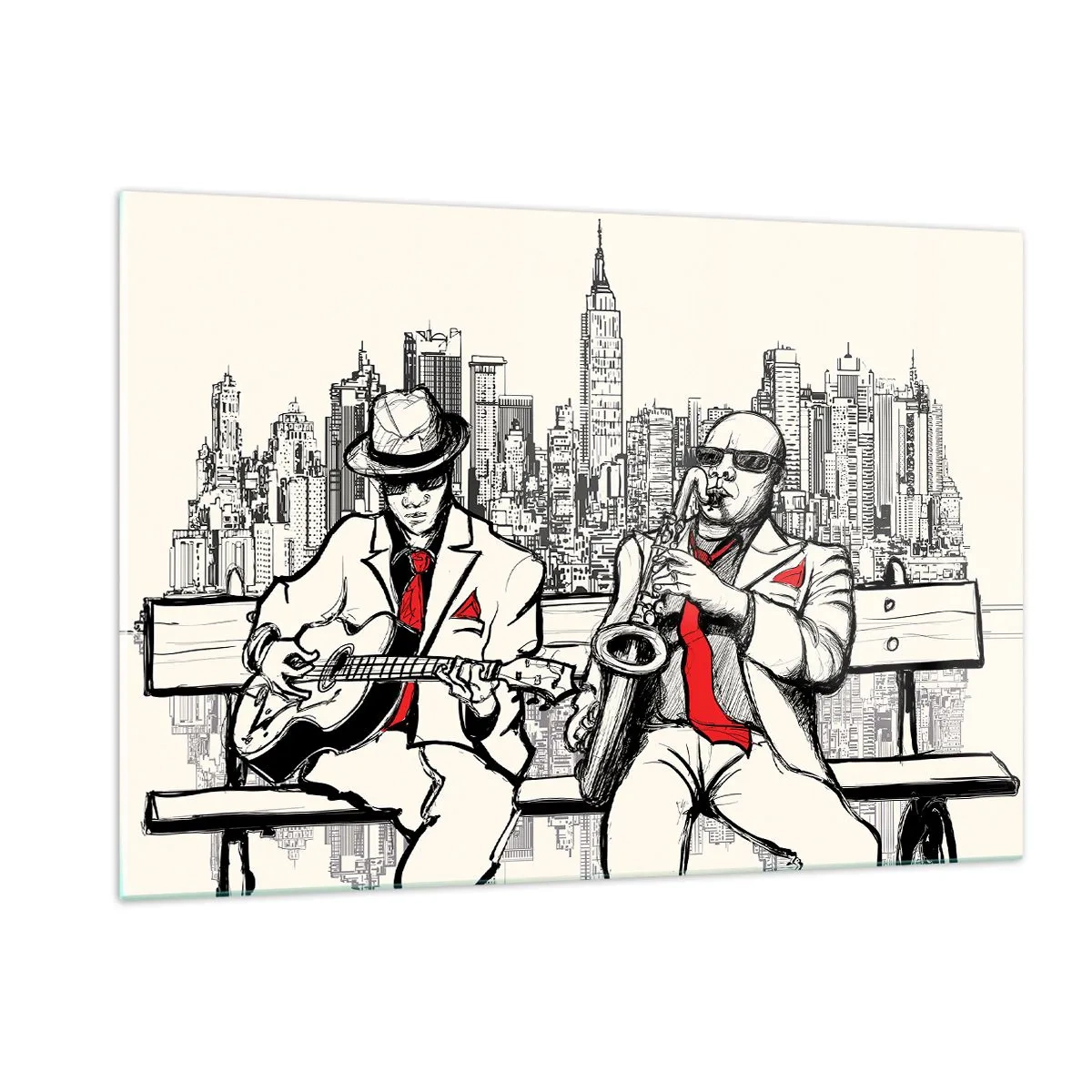 Glastavla - Bild på glas - New Yorks improvisation - 120x80 cm