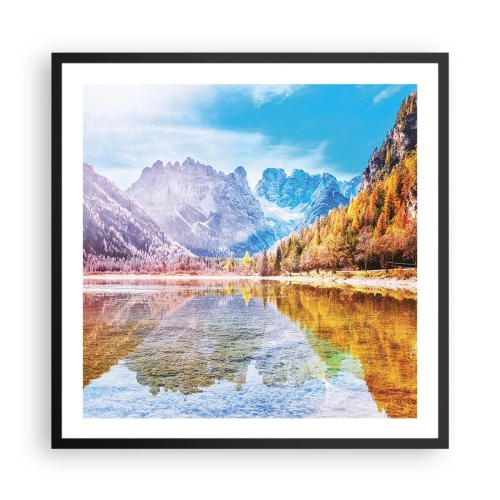 Affisch i svart ram - Det är redan höst i fjällen - 60x60 cm