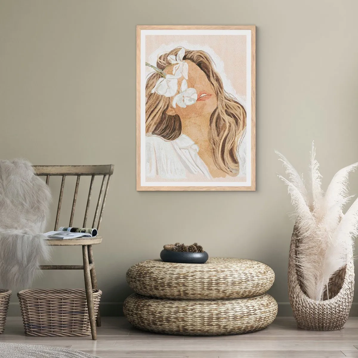 Affisch i ram av ljusek - Bland blommorna i jubel - 50x70 cm