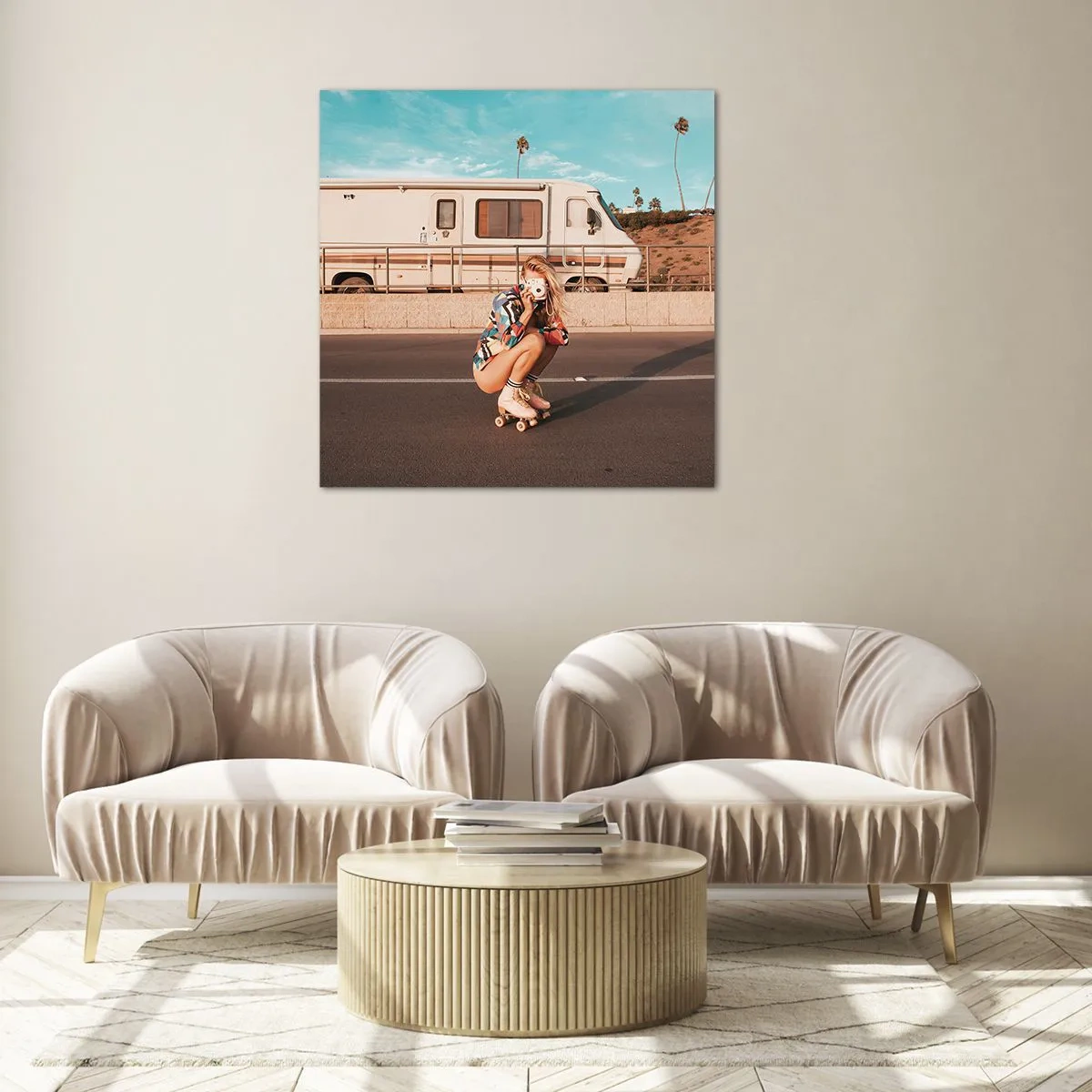 Glastavla - Bild på glas - Ett leende, tack! - 70x70 cm