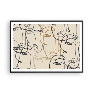 Affisch i svart ram - Mångfaldigad porträtt - 100x70 cm