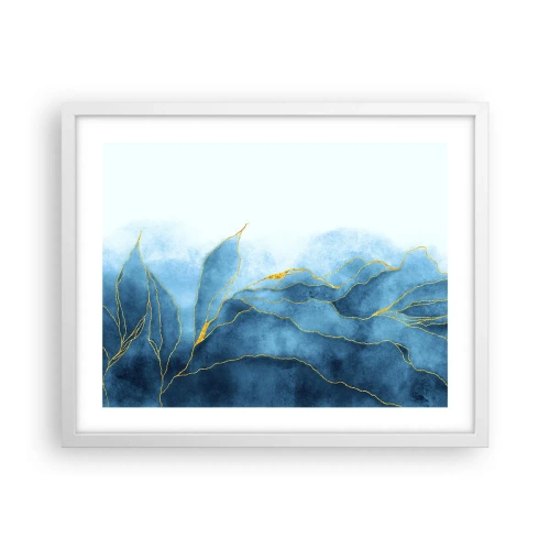 Affisch i vit ram - Blått i guld - 50x40 cm