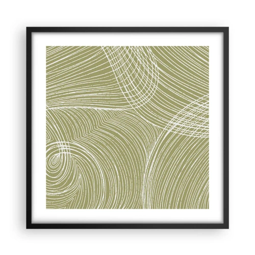 Affisch i svart ram - Intrikat abstraktion i vitt - 50x50 cm