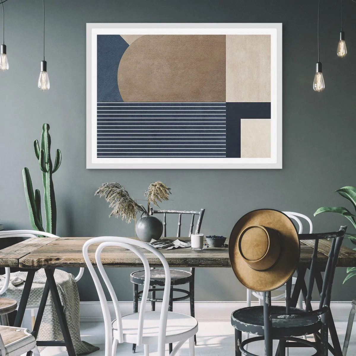 Affisch i vit ram - Komposition av enkelhet och rundhet - 100x70 cm