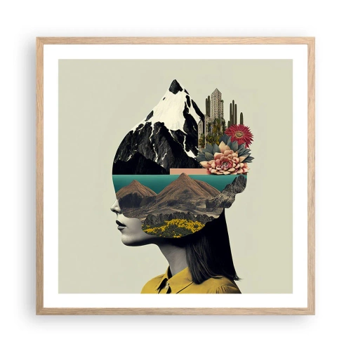 Affisch i ram av ljusek - Kvinnan - alltid ett mysterium - 60x60 cm