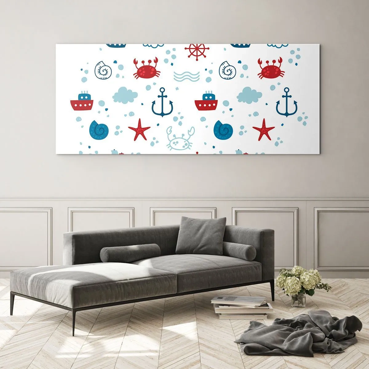 Glastavla - Bild på glas - Marin saga - 160x50 cm