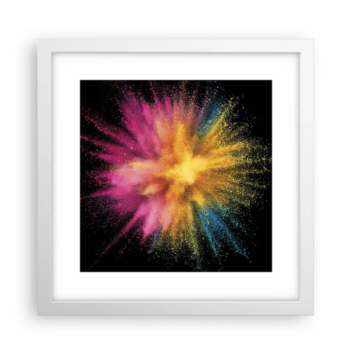 Affisch i vit ram - Färgerna föds - 30x30 cm
