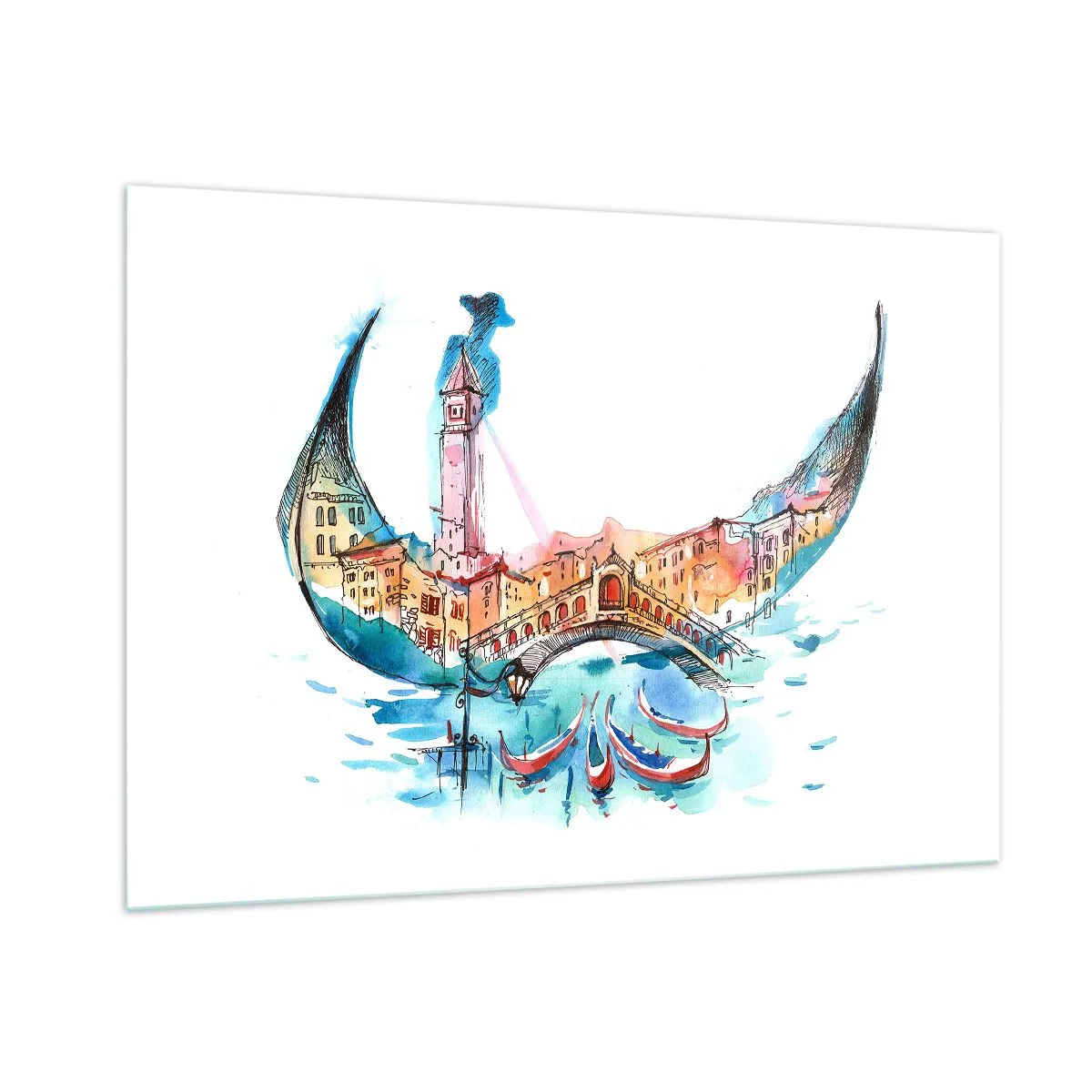 Glastavla - Bild på glas - Vi flyter genom staden - 100x70 cm