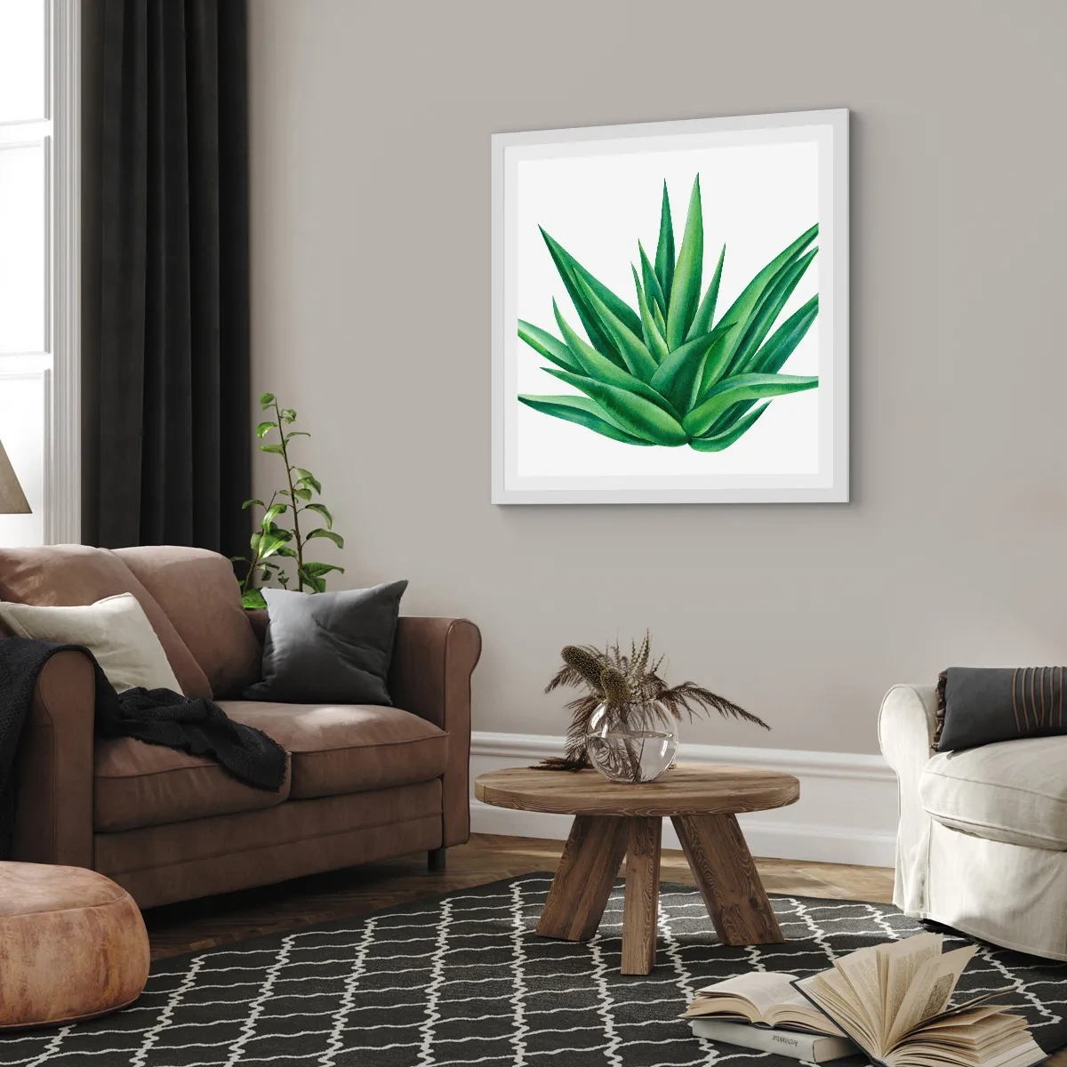 Affisch i vit ram - Grönt - styrka - liv - 40x40 cm
