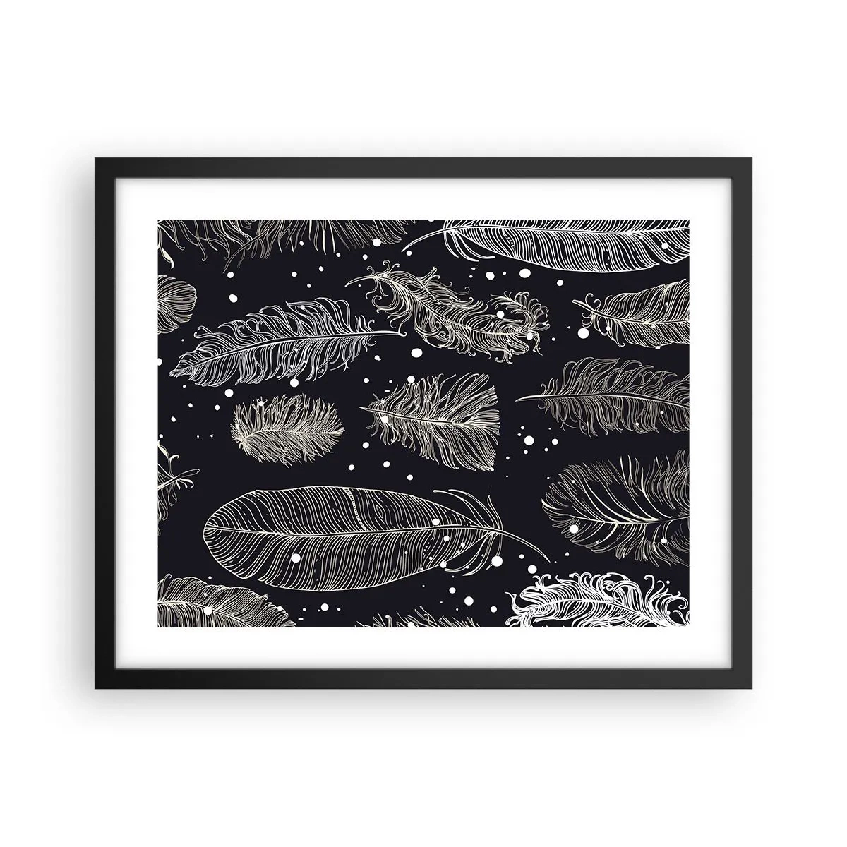 Affisch i svart ram - Fjäderspets - 50x40 cm