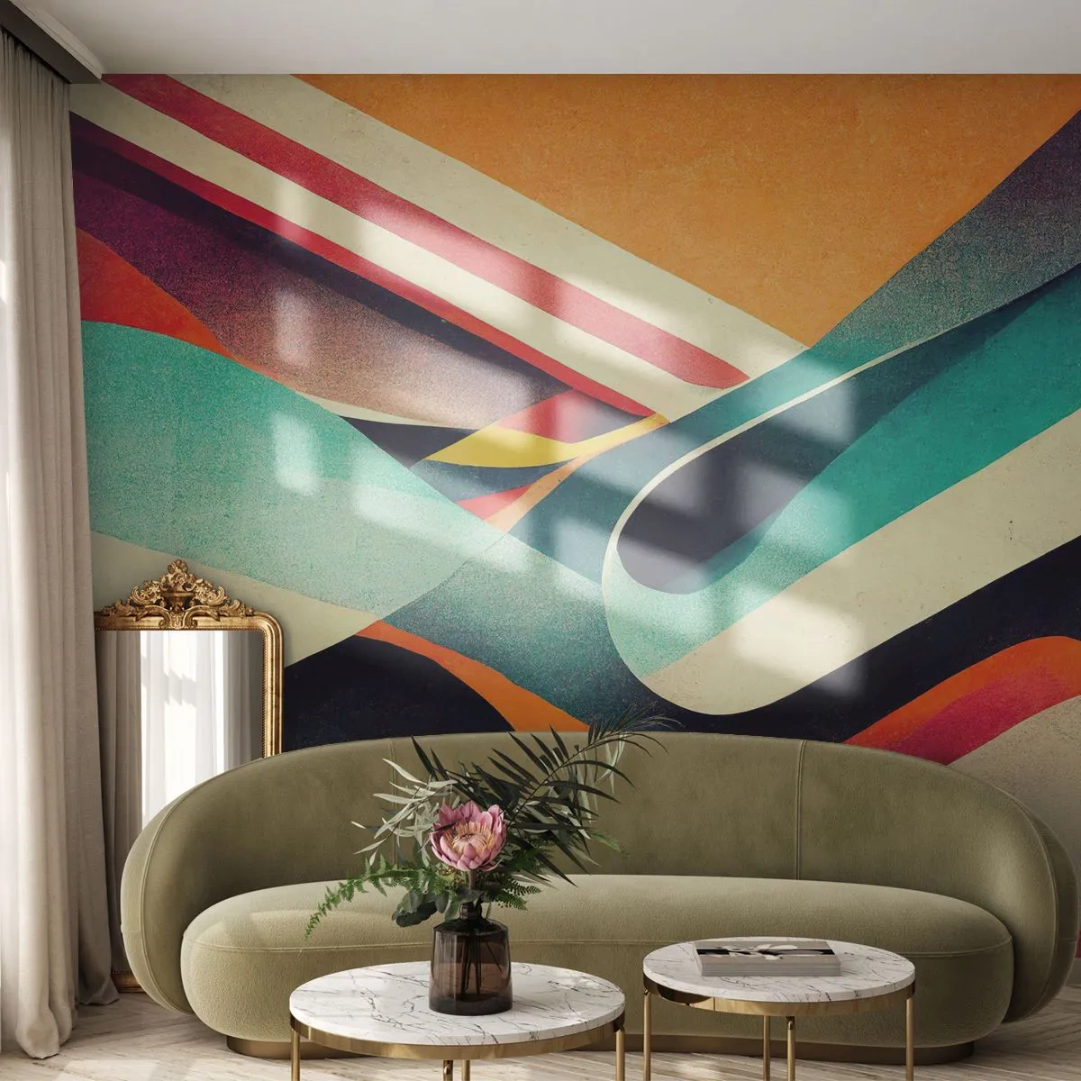 Fototapet Premium Sand - Intensiv komposition - Abstraktion, Bit, Rader - 100x70 cm
