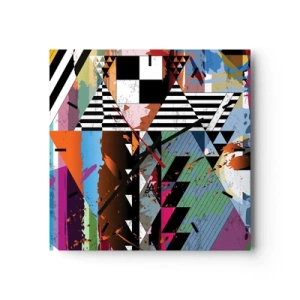 Väggklocka - Klocka på glas - Geometriskt och organiskt - 30x30 cm