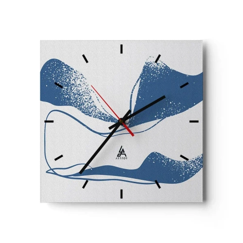 Väggklocka - Klocka på glas - Bevingad abstraktion - 40x40 cm