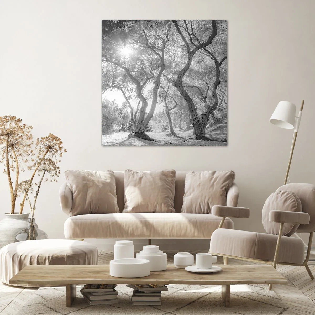 Canvastavla - Bild på duk - I en olivlund - 60x60 cm