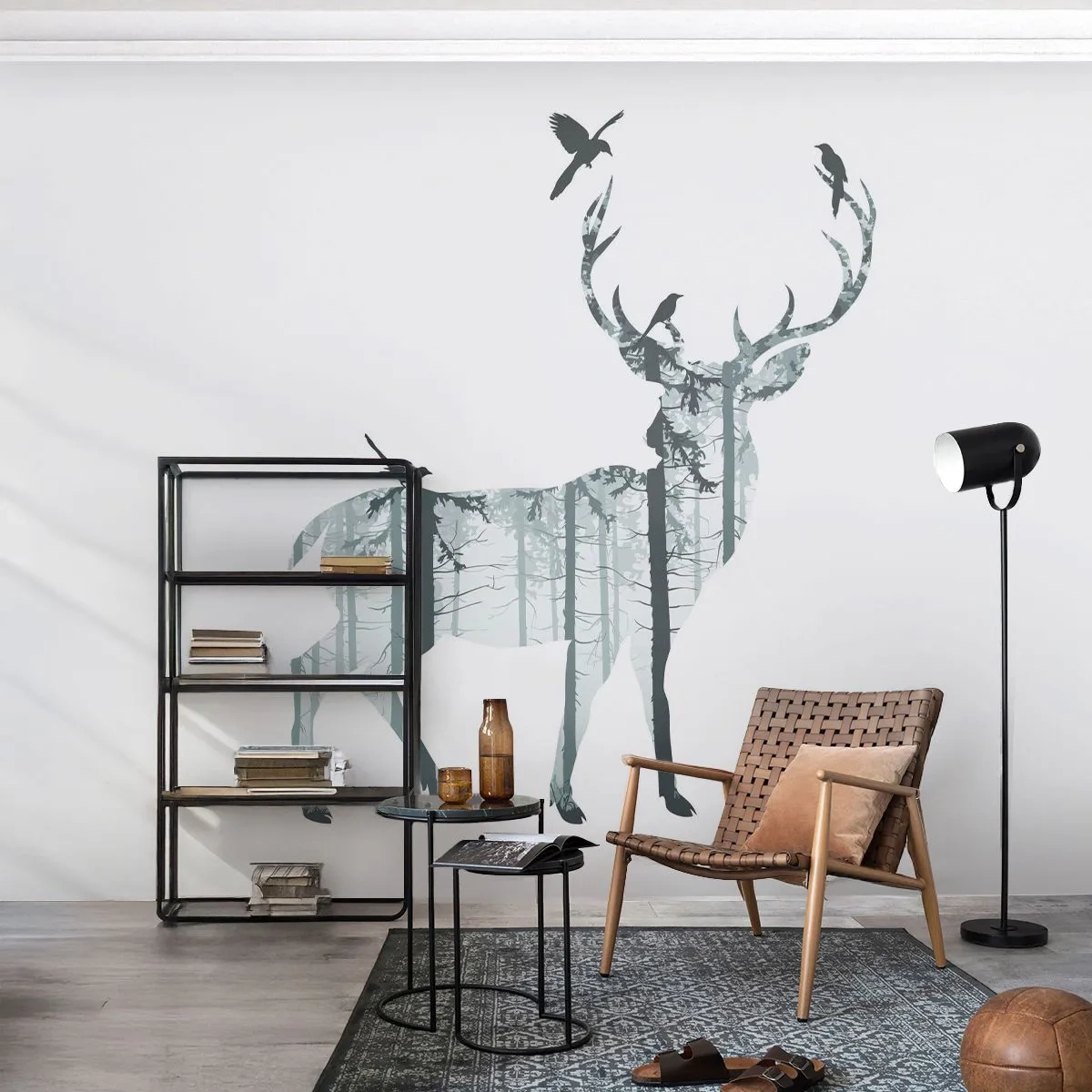 Fototapet Premium Canvas - Skogens goda ande - Abstraktion, Rådjur, Natur - 200x140 cm