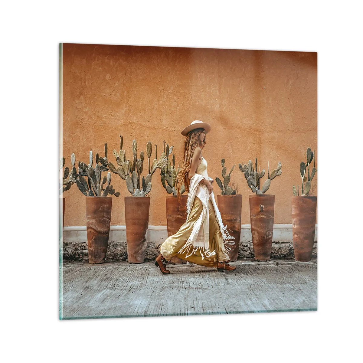 Glastavla - Bild på glas - I hippiestil - 50x50 cm