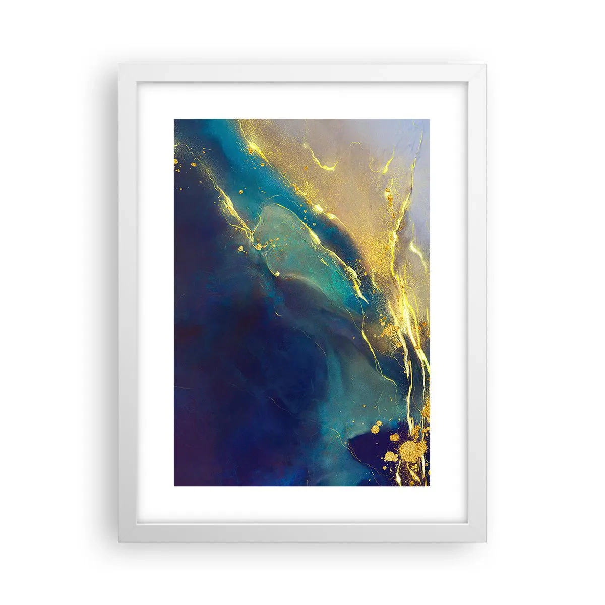 Affisch i vit ram - Utspillt guld - 30x40 cm