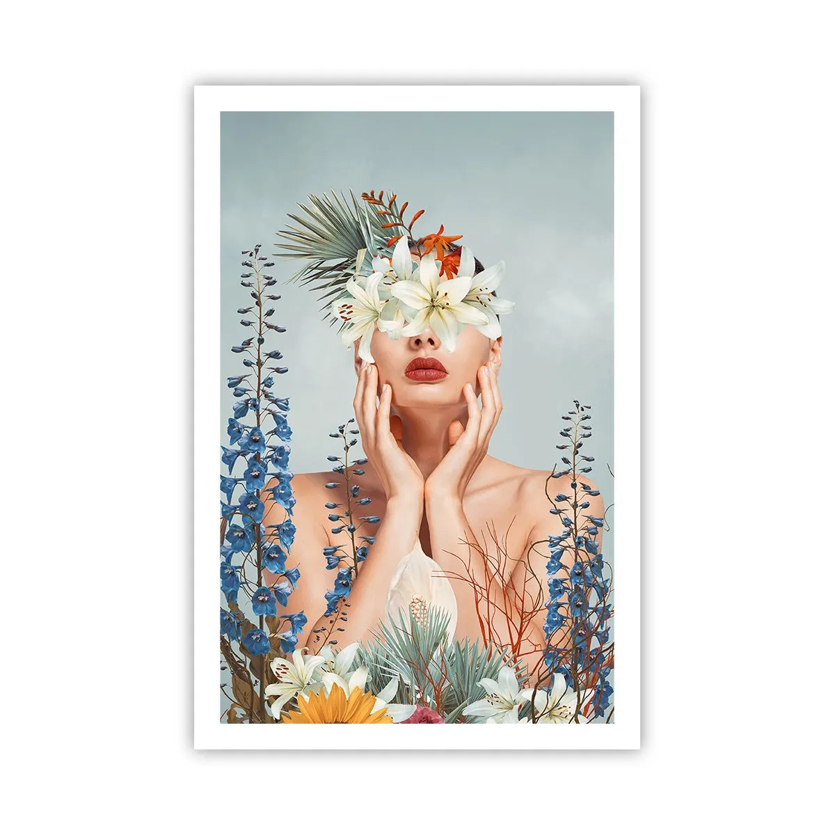 Affisch - Kvinna - blomma - 61x91 cm