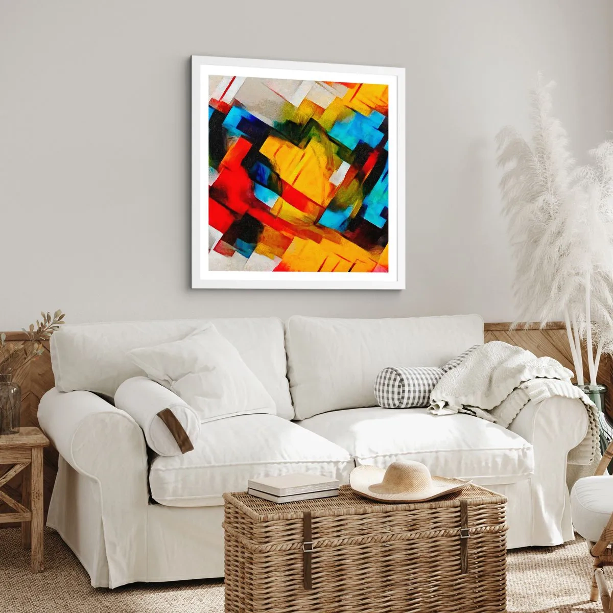 Affisch i vit ram - Färgmix - 50x50 cm
