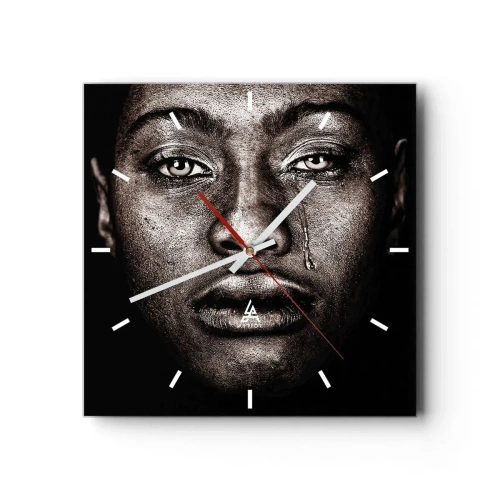 Väggklocka - Klocka på glas - En tår - 30x30 cm