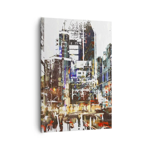 Canvastavla - Bild på duk - Blinkande stad - 70x100 cm