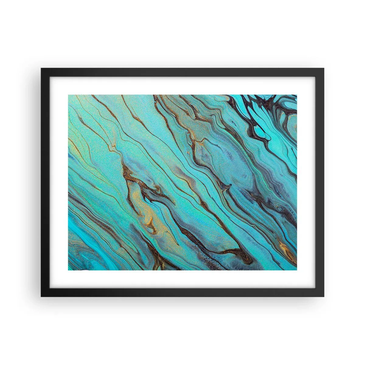 Affisch i svart ram - Turkost tidvatten - 50x40 cm