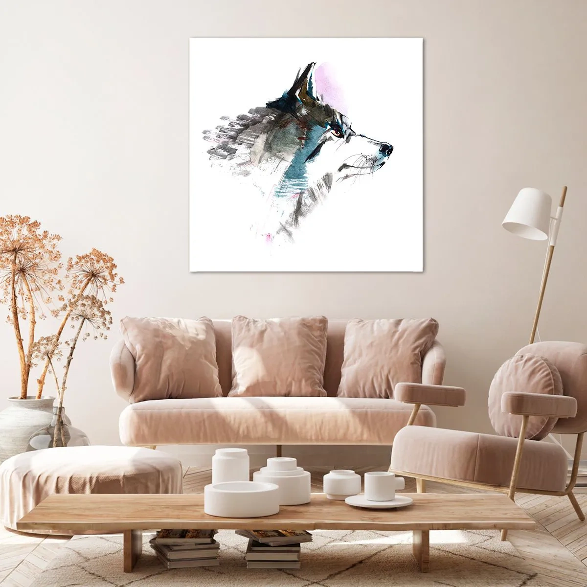 Canvastavla - Bild på duk - Vargen är här - 70x70 cm