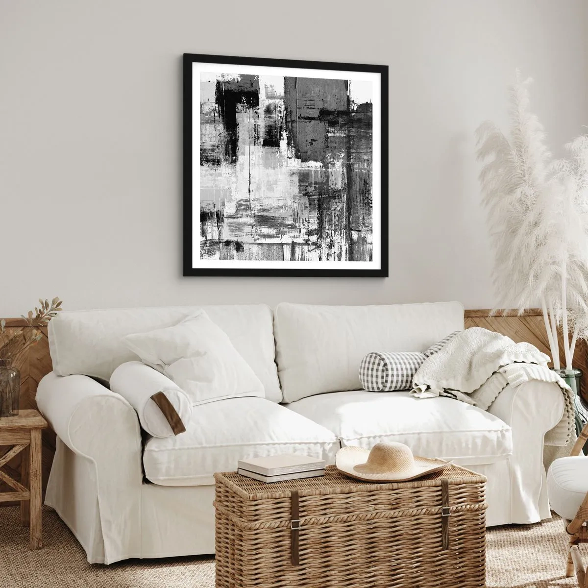 Affisch i svart ram - Grått är vackert - 50x50 cm