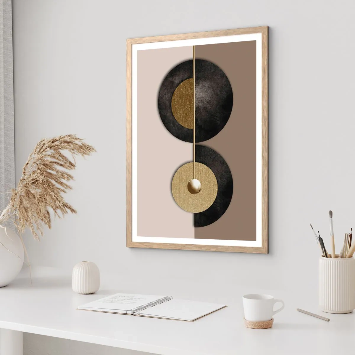Affisch i ram av ljusek - Variationer runt en cirkel - 70x100 cm