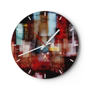 Väggklocka - Klocka på glas - Blandat och mixat - 40x40 cm