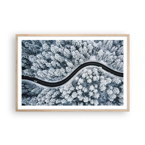 Affisch i ram av ljusek - Genom vinterskogen - 91x61 cm