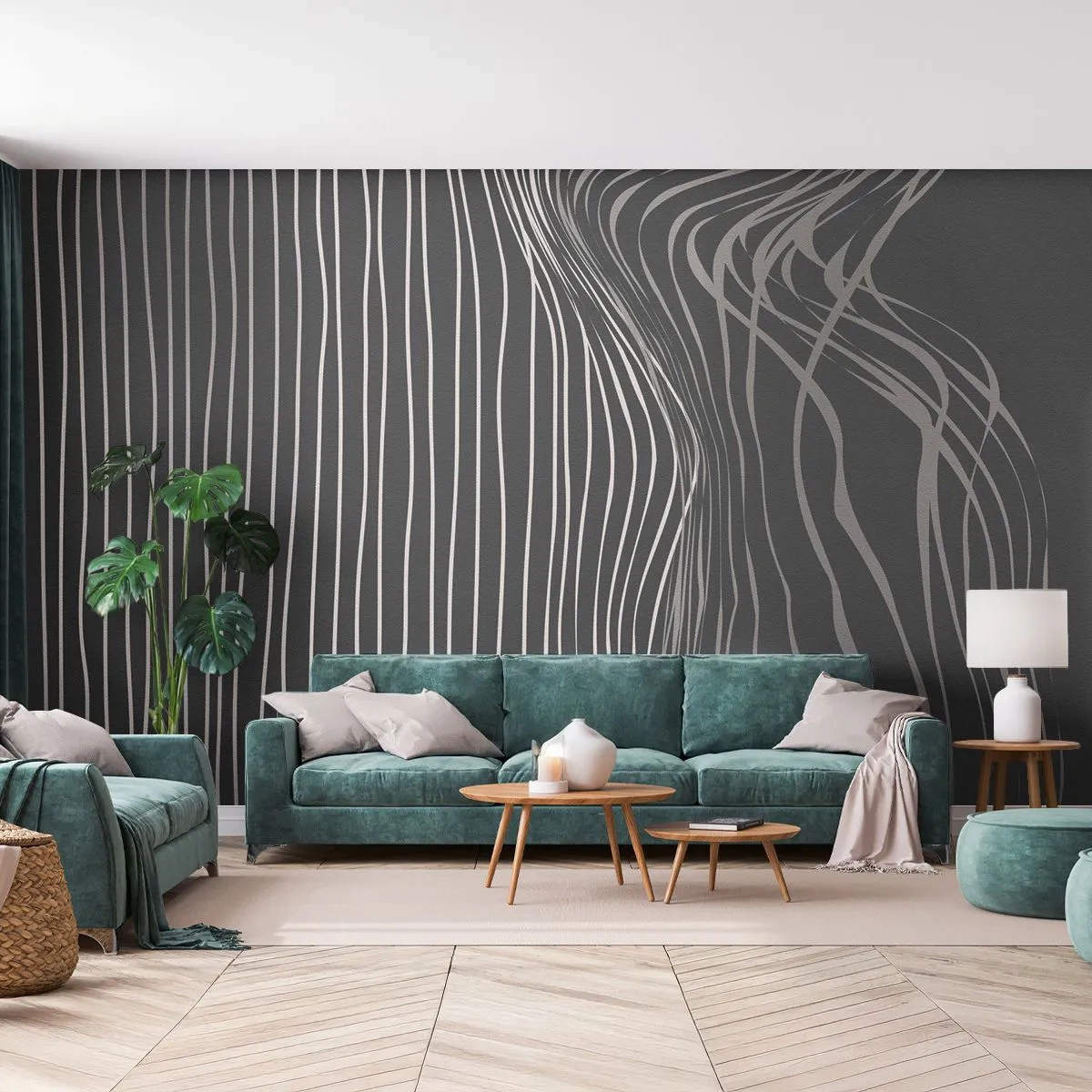 Fototapet Standard Eco - Rytm och accent - Abstraktion, Bit, Svartvitt - 400x280 cm