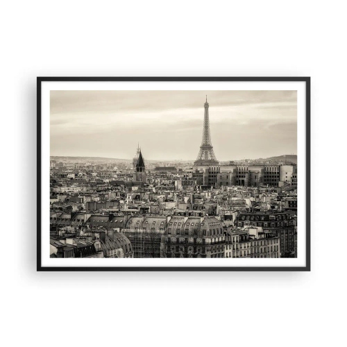 Affisch i svart ram - Över Paris tak - 100x70 cm